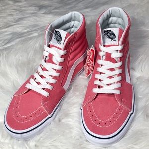 🍧NEW!!! Vans Sk8 Hi Coral Pink Lace Up Skate Shoe